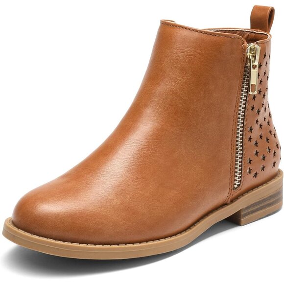 Dream Pairs Ankle Boot Women Tan Polyurethane Zipper Low Heels Toddler - Picture 1 of 7